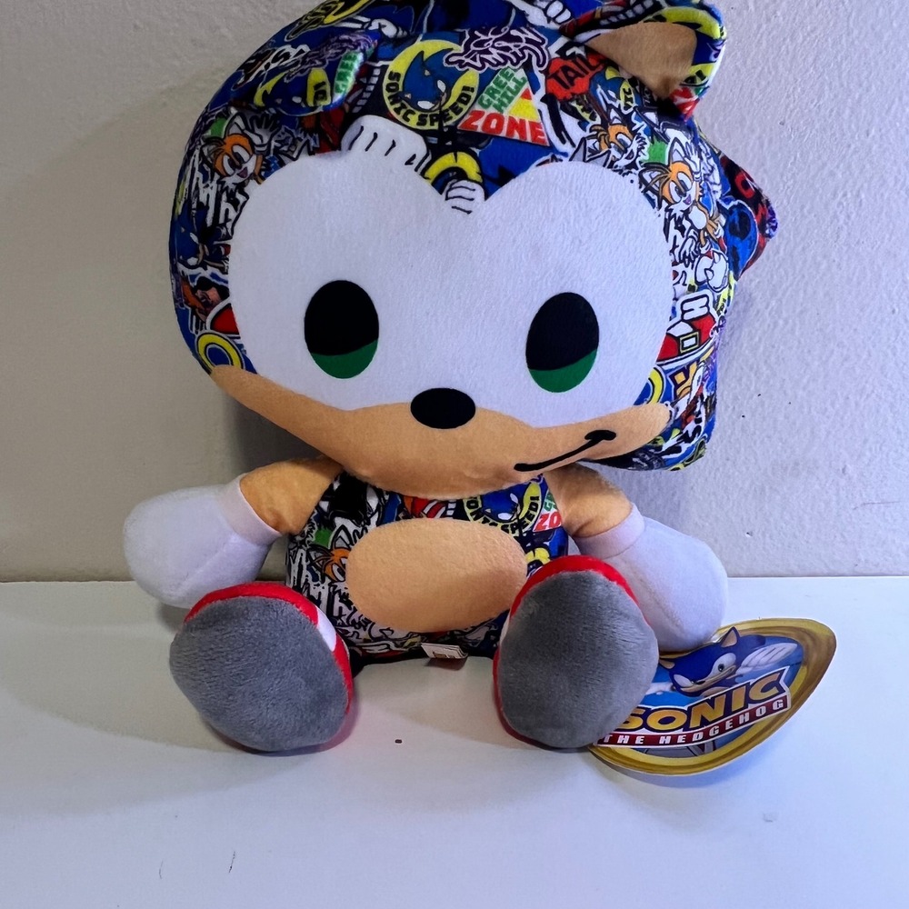 Sonic the Hedgehog 9" Plush Multicolor Sticker Bomb All Over Print Sega Toy